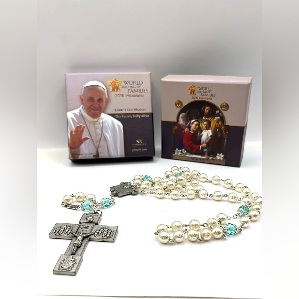 Pope Francis FAMILIES 2015 ROSARY Philadelphia Ghirelli murano glass style